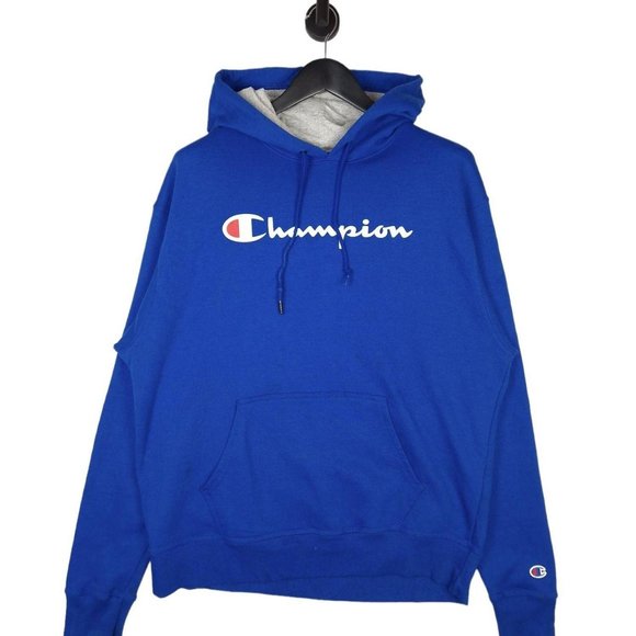 Champion Other - Men's Champion Spell Out Hoodie In Blue Size Large